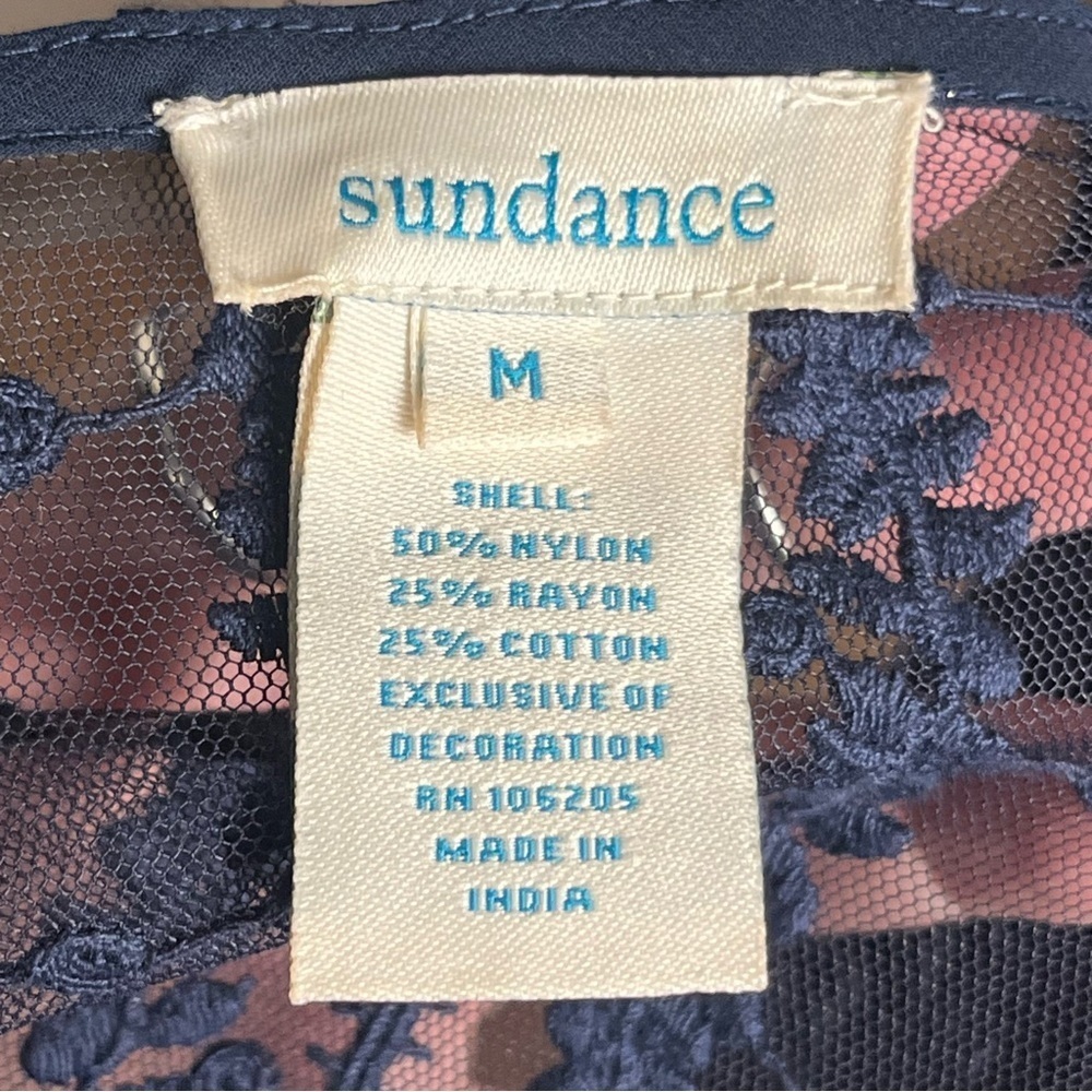 Sundance Sense of Style Sheer Lace Tunic Top Navy Blue — Size Medium - Picture 10 of 11
